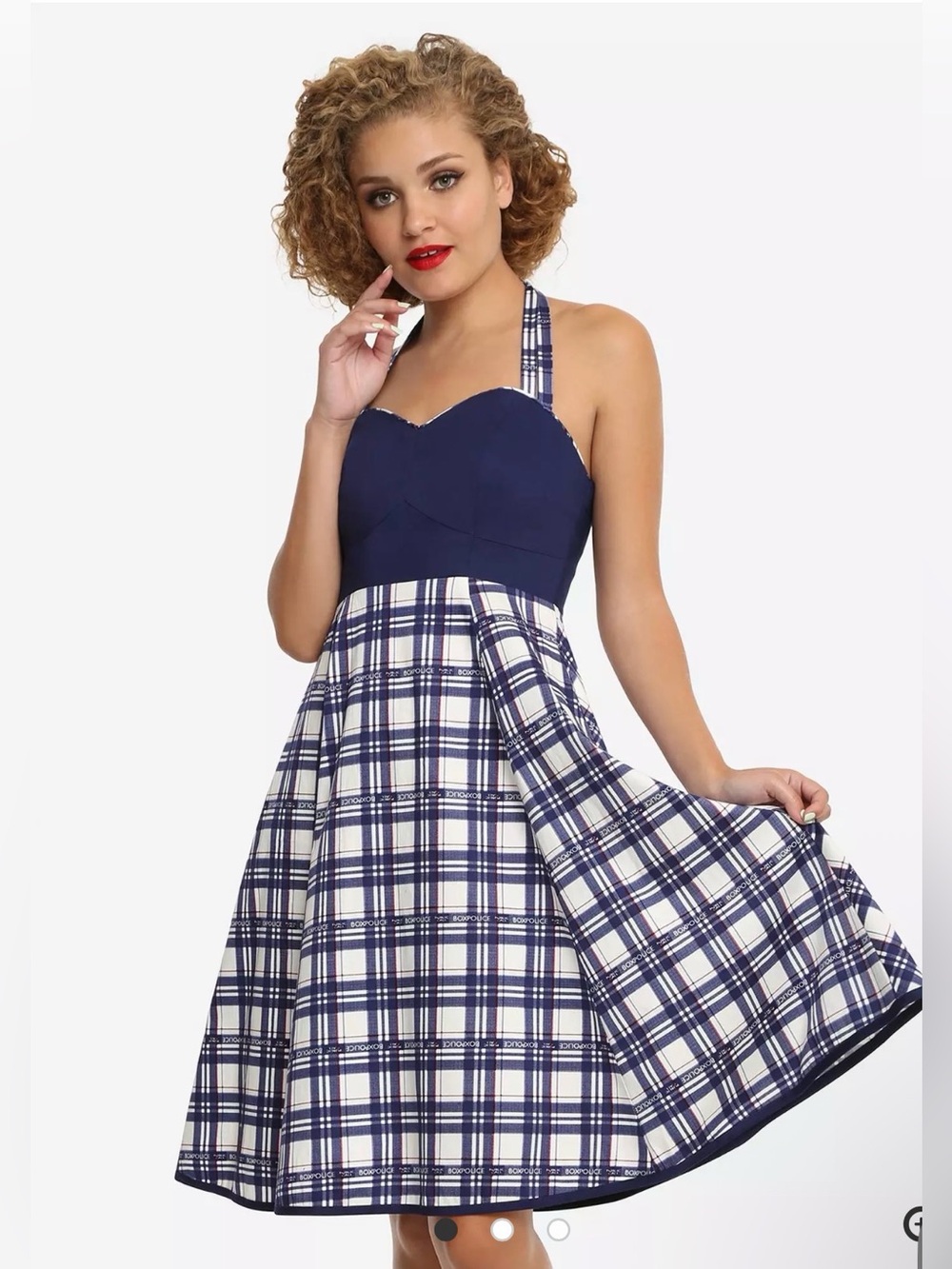 Dr Who Plaid Halter Dress Size Small Midi Fit Flare Picnic by Her Universe BBC